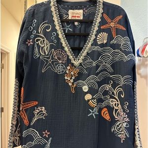 Blue tunic style shirt by Johnny Was designer
